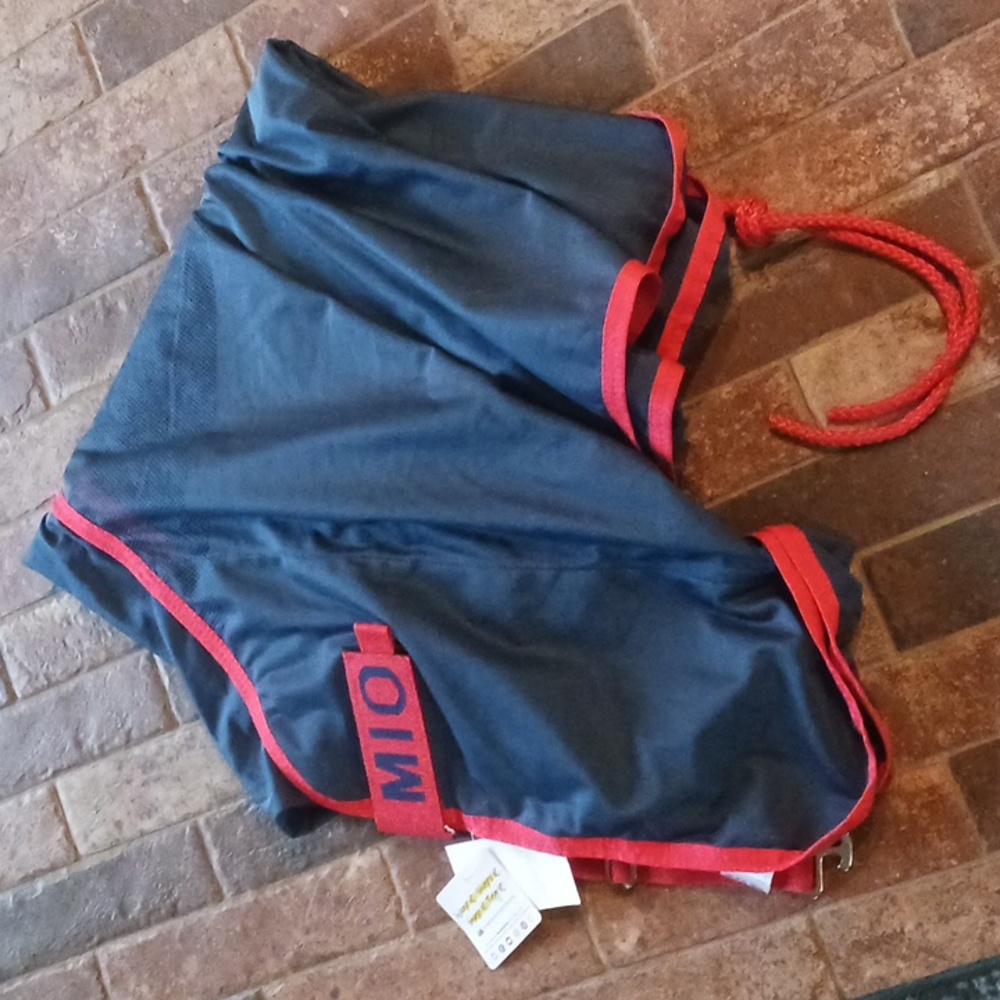 Horse Cooler MIO 78" USA 6' 6"UK, Navy blue with Red piping/ accents